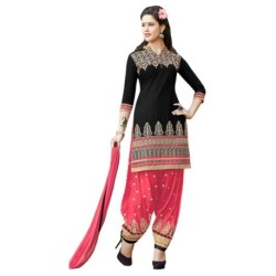 Aashvi Creation Black Cotton Unstitched Dress Material