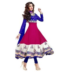 Shree Krishana Hub Blue & Pink Anarkali Dress Material