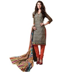 Drapes Multicoloured-Coloured Cotton Printed Unstitched Dress Material
