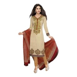 Sonal Dresses Beige Cotton Straight Unstitched Dress Material