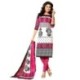 Drapes White & Pink Cotton Printed Dress Material