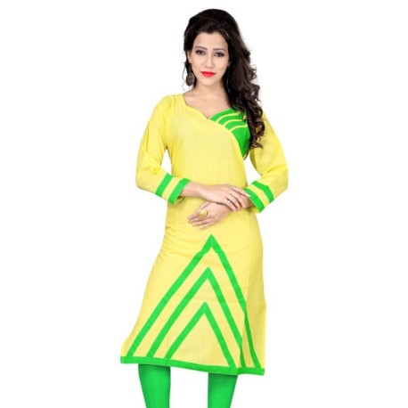 Khushi Fashion Yellow Cotton Kurti