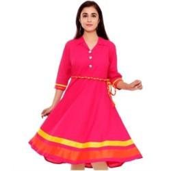 Indian Virasat Pink Anarkali Cotton Kurti