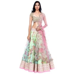 Fabian Fashion Multicoloured Bhagalpuri Silk Semi Stitched Lehenga