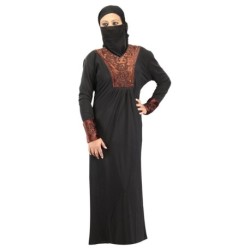 Hawai Black Rayon Stitched Burqas With Hijab