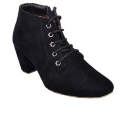 Leather Wood Black Ankle Length Boots