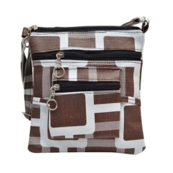 Hawai Brown & White Block Pattern Sling Bag (small)