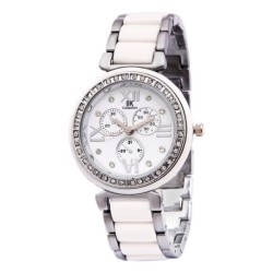 Iik Collection Round Dial and White Chain Quartz Watch