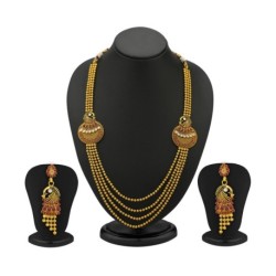 Sukkhi- Kritika Kamra Beguiling 5 Strings Gold Plated Peacock Antique Necklace Set