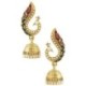 Voylla Alloy Gold Plated Pearl Golden Peacock Inspired Jhumkis