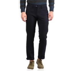 United Colors of Benetton Navy Blue Solid Flat Front Trousers