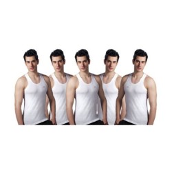Lux White Pack Of 5 Cotton Vests