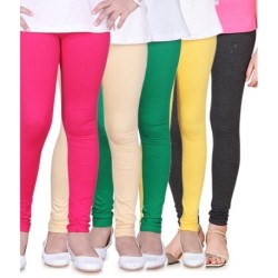 Sinimini Pack of 5 Multi Colors Trendy Leggings For Kids