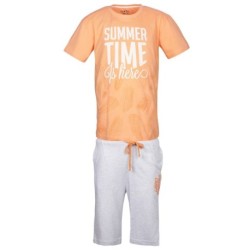 Gini & Jony Orange Printed T-Shirt With Bermuda Shorts