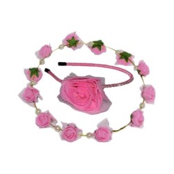 Goodluck Collection Pink Floral Hairband with Tiara