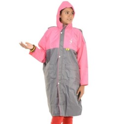 Allwin Gray Polyester Full Sleeve Long Raincoat For Boys And Girls