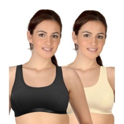 Selfcare Multi Color Cotton Sports Bras- Pack of 2