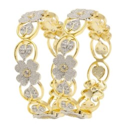 Jewels Galaxy Sparkling Floral Design American Diamond Bangles
