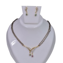 J & S Fashion Brass Gold Plated American Diamond Studded Mangalsutra Set
