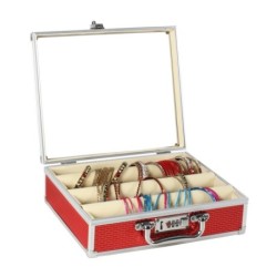 Classique Triple Rod Bangle Box With Numerical Safety Lock And Clear Top