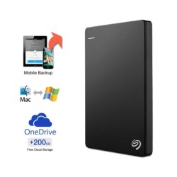 Seagate Backup Plus Slim 2TB Portable External Hard Drive with 200GB of Cloud Storage & Mobile Device Backup (Black)