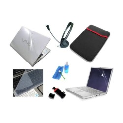 Print Shapes 7 In 1 Combo Of Laptop Skin,Screen Guard,Key Protector,Headphone With Mic,Laptop Sleeves,Card Reader And Cleaning
