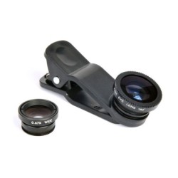 Mobilegear Universal 3 in 1 Mobile Camera Lens With Macro, Fisheye & Wide Angel Lens for Smartphones Photography - Black