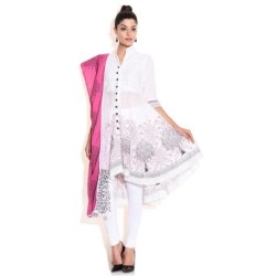 Biba White Cotton Salwar Suit With Dupatta