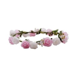 Sanjog Flower Pink White Gracious Tiara/Crown Head Wrap For Wedding Party Beach For Women Girls