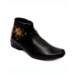 Skylark Black Synthetic Leather Lace Men Boots