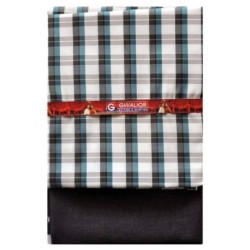 Gwalior Suiting And Shirting Blue Poly Blend Unstitched Shirts & Trousers Pack of 2