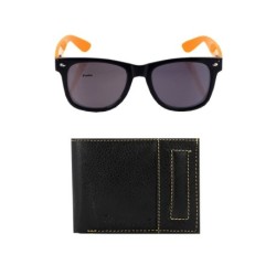 Elligator Black Leather Wallet With Lotto Wayfarer Sunglass Combo