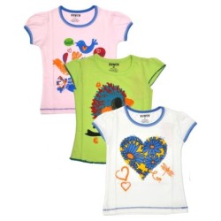 Hunch Multicolour Cotton T Shirts For Girls Pack Of 3